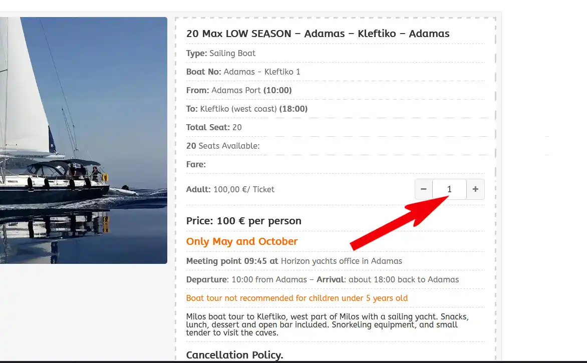 STEP 3 After pressing ''Search Journey''<br />
choose the number of seats